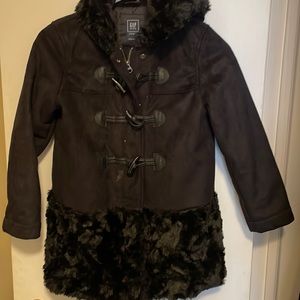 GAP coat with FUR size M (9-10) for girls, color black